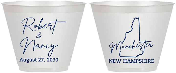 Custom Wedding 9 oz Wine Frosted Cups - New Hampshire | 128