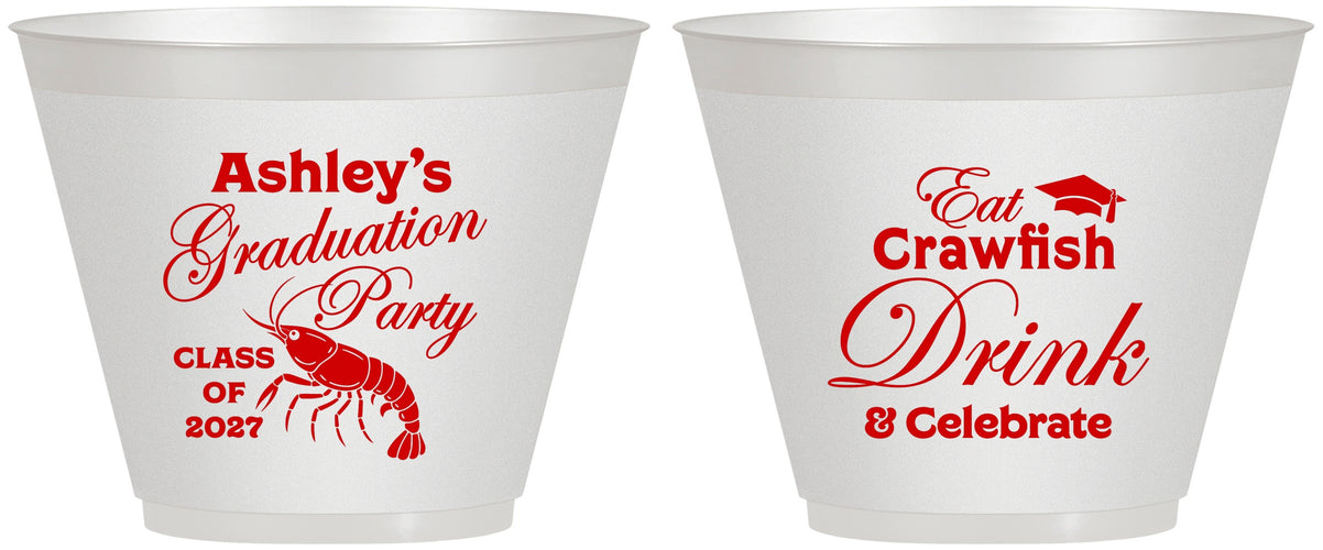 Custom Graduation 9 oz Wine Frosted Cups - Class Of 2027 Crawfish Boil | 130000