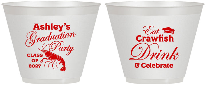 Custom Graduation 9 oz Wine Frosted Cups - Class Of 2027 Crawfish Boil | 130000