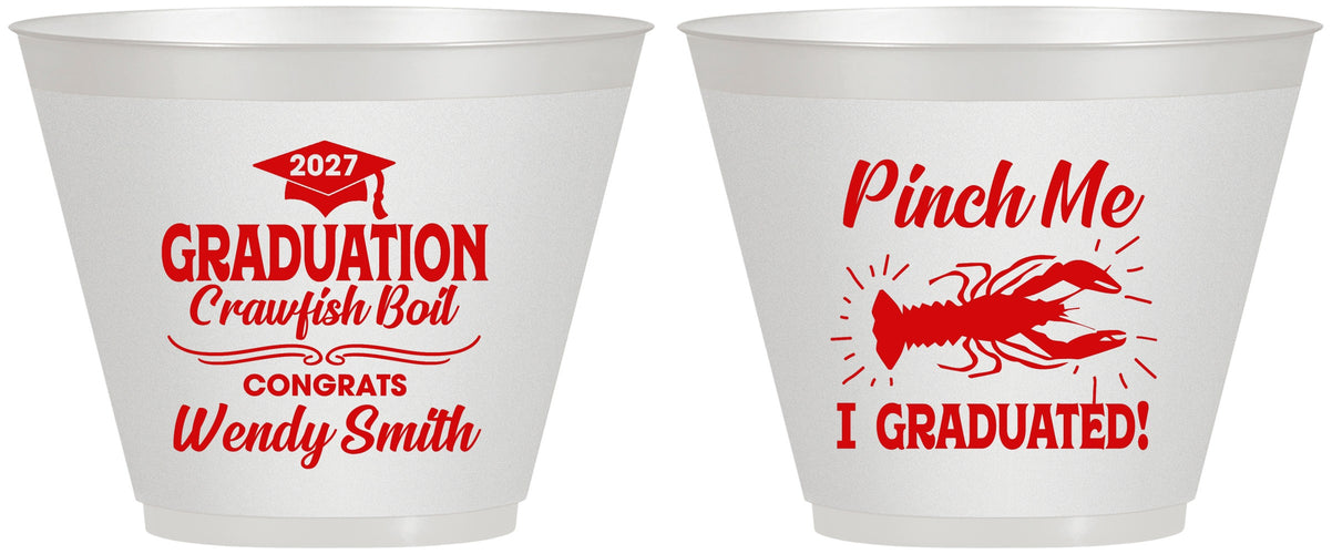 Custom Graduation 9 oz Wine Frosted Cups - Class Of 2027 Crawfish Boil | 130001
