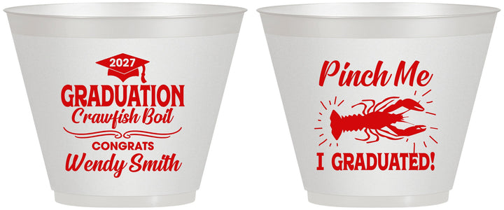 Custom Graduation 9 oz Wine Frosted Cups - Class Of 2027 Crawfish Boil | 130001