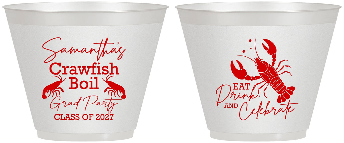 Custom Graduation 9 oz Wine Frosted Cups - Class Of 2027 Crawfish Boil | 130002