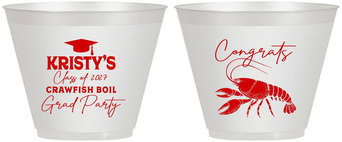 Custom Graduation 9 oz Wine Frosted Cups - Class Of 2027 Crawfish Boil | 130003
