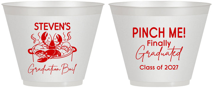 Custom Graduation 9 oz Wine Frosted Cups - Class Of 2027 Crawfish Boil | 130004