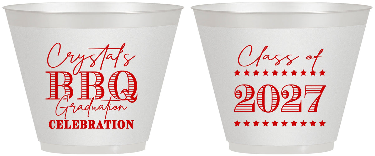 Custom Graduation 9 oz Wine Frosted Cups - Class Of 2027 Bbq | 130005