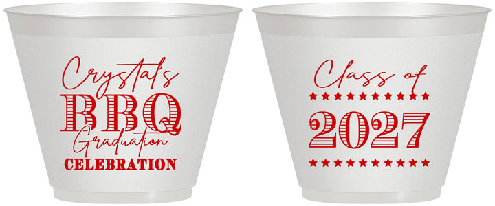 Custom Graduation 9 oz Wine Frosted Cups - Class Of 2027 Bbq | 130005