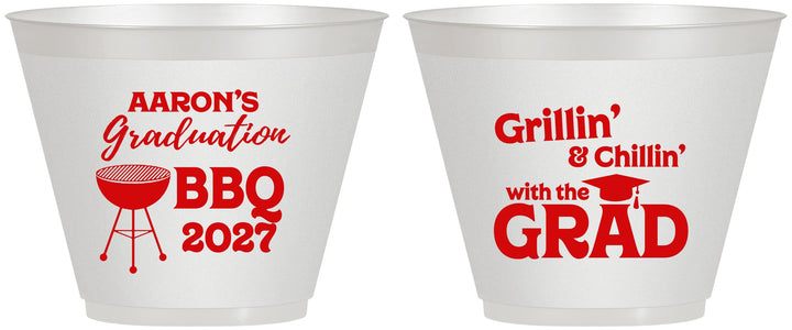 Custom Graduation 9 oz Wine Frosted Cups - Class Of 2027 Bbq | 130007