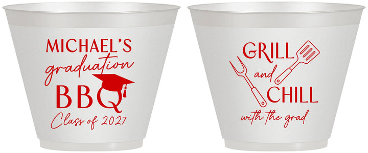 Custom Graduation 9 oz Wine Frosted Cups - Class Of 2027 Bbq | 130009