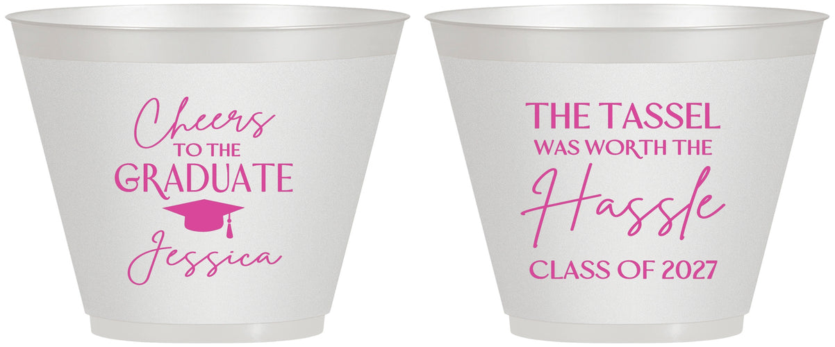 Custom Graduation 9 oz Wine Frosted Cups - Class Of 2027 Tassel Hassel | 130010