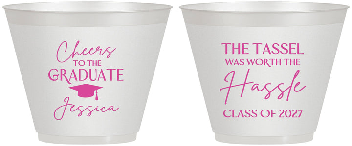 Custom Graduation 9 oz Wine Frosted Cups - Class Of 2027 Tassel Hassel | 130010
