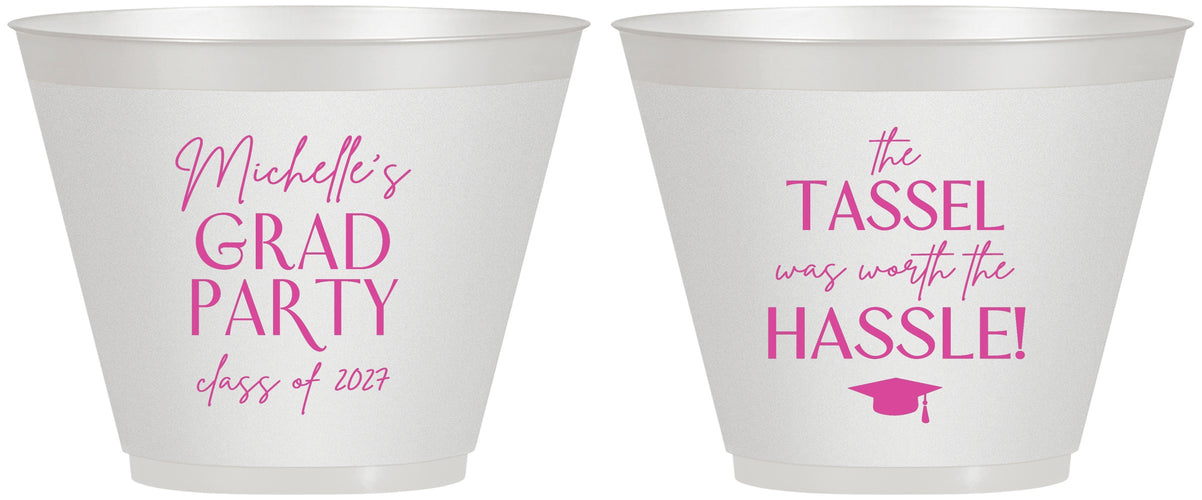 Custom Graduation 9 oz Wine Frosted Cups - Class Of 2027 Tassel Hassel | 130011