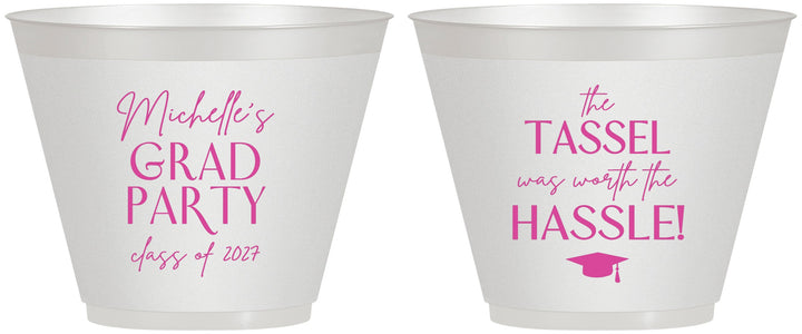 Custom Graduation 9 oz Wine Frosted Cups - Class Of 2027 Tassel Hassel | 130011