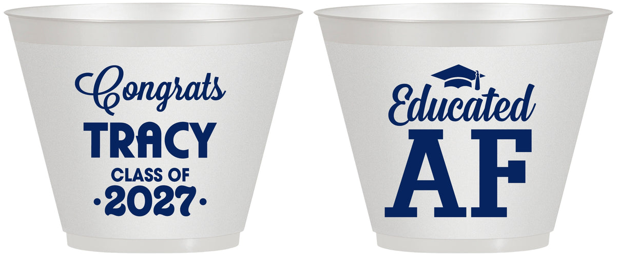 Custom Graduation 9 oz Wine Frosted Cups - Class Of 2027 Educated Af | 130015