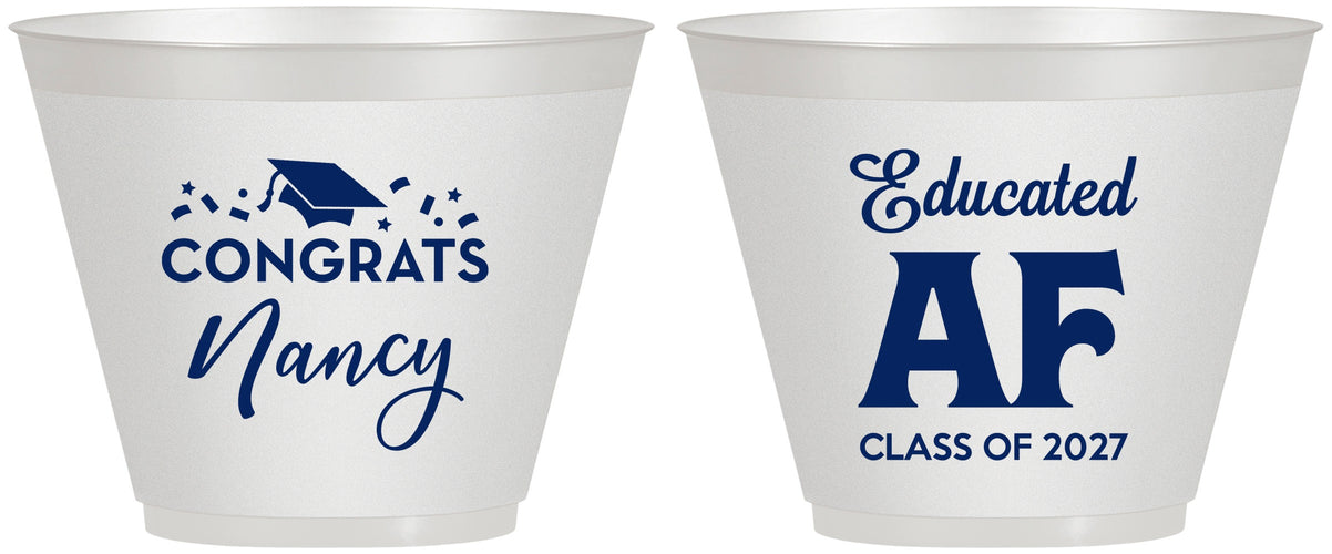 Custom Graduation 9 oz Wine Frosted Cups - Class Of 2027 Educated Af | 130016