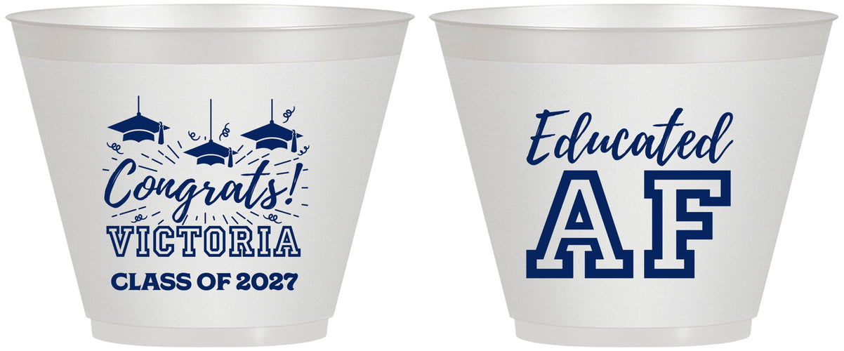 Custom Graduation 9 oz Wine Frosted Cups - Class Of 2027 Educated Af | 130017