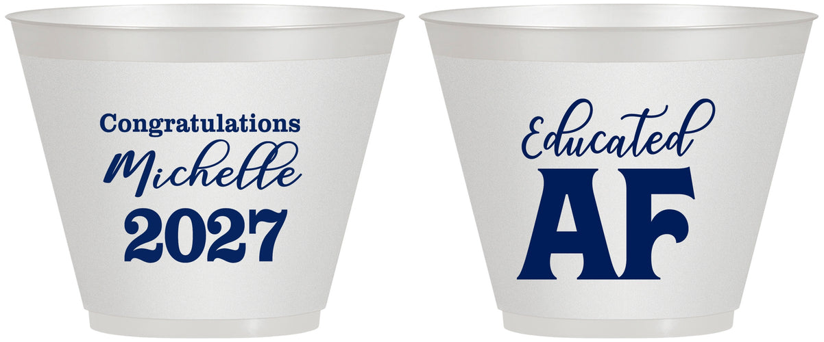 Custom Graduation 9 oz Wine Frosted Cups - Class Of 2027 Educated Af | 130018