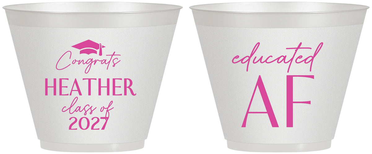 Custom Graduation 9 oz Wine Frosted Cups - Class Of 2027 Educated Af | 130019