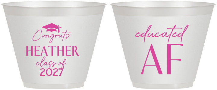 Custom Graduation 9 oz Wine Frosted Cups - Class Of 2027 Educated Af | 130019