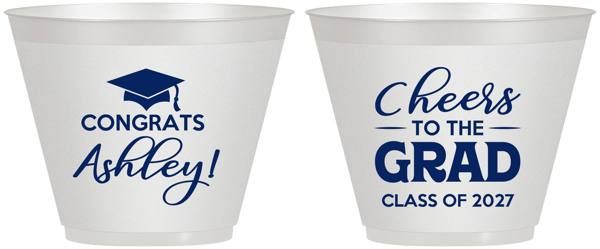 Custom Graduation 9 oz Wine Frosted Cups - Class Of 2027 Cheers Grad | 130020