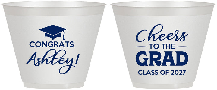Custom Graduation 9 oz Wine Frosted Cups - Class Of 2027 Cheers Grad | 130020