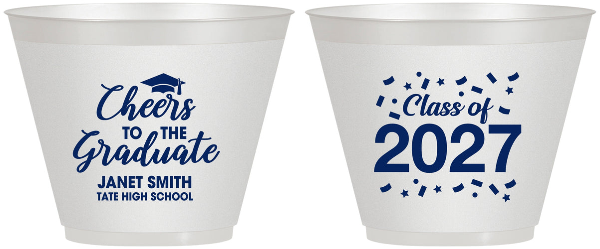 Custom Graduation 9 oz Wine Frosted Cups - Class Of 2027 Cheers Graduate | 130021