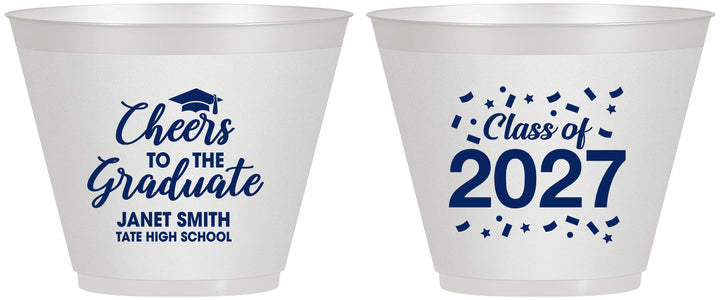 Custom Graduation 9 oz Wine Frosted Cups - Class Of 2027 Cheers Graduate | 130021