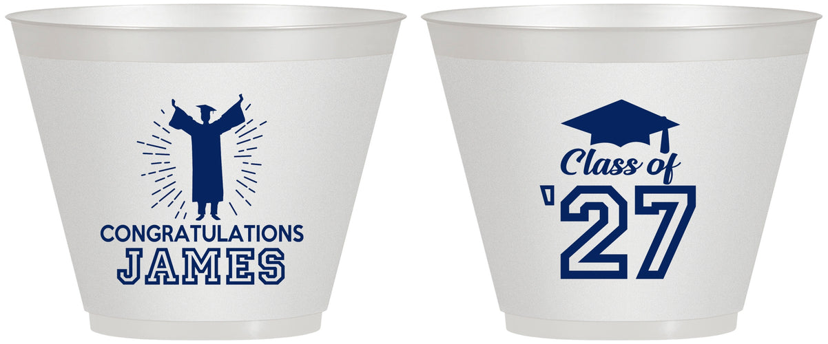 Custom Graduation 9 oz Wine Frosted Cups - Class Of 2027 Congratulations | 130024