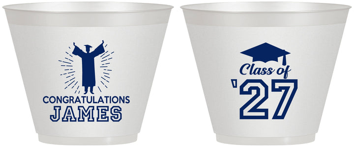 Custom Graduation 9 oz Wine Frosted Cups - Class Of 2027 Congratulations | 130024