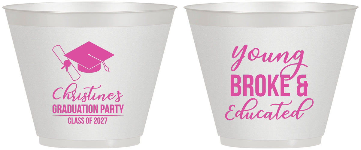 Custom Graduation 9 oz Wine Frosted Cups - Class Of 2027 Young Broke | 130026