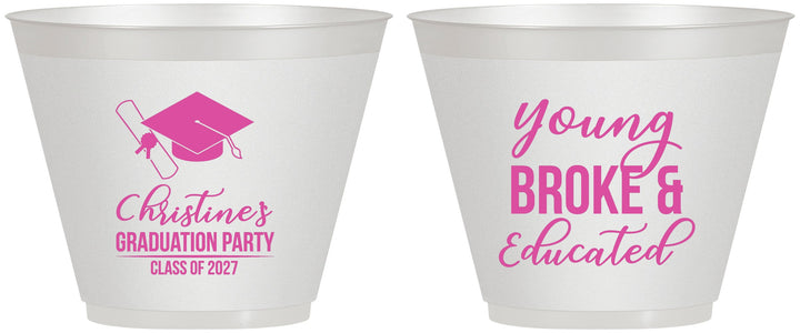 Custom Graduation 9 oz Wine Frosted Cups - Class Of 2027 Young Broke | 130026