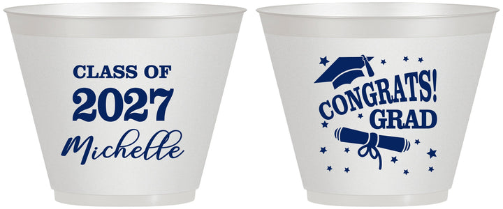 Custom Graduation 9 oz Wine Frosted Cups - Class Of 2027 Congrats | 130027