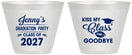 Custom Graduation 9 oz Wine Frosted Cups - Class Of 2027 Kiss Class Goodbye | 130028
