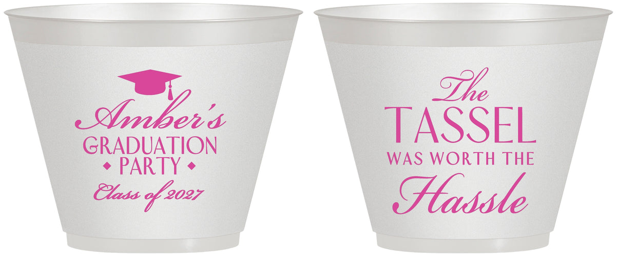 Custom Graduation 9 oz Wine Frosted Cups - Class Of 2027 Tassel Hassel | 130030