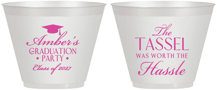 Custom Graduation 9 oz Wine Frosted Cups - Class Of 2027 Tassel Hassel | 130030