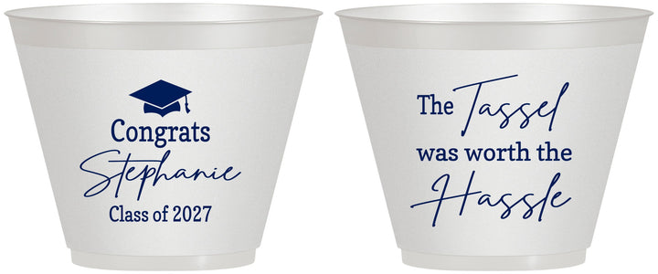 Custom Graduation 9 oz Wine Frosted Cups - Class Of 2027 Tassel Hassel | 130031