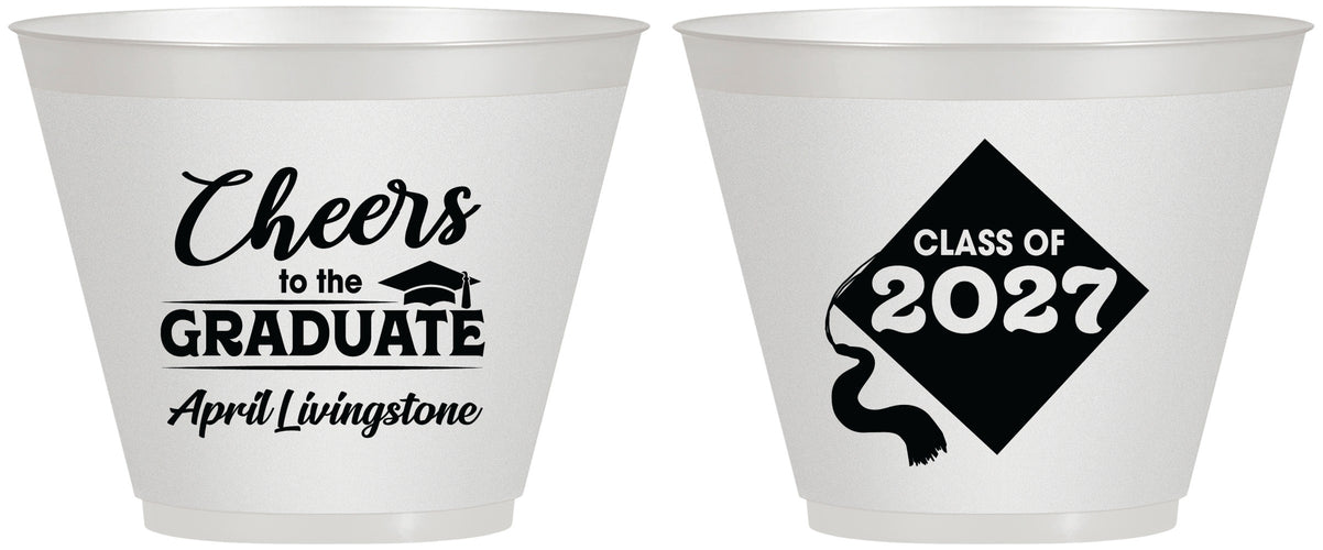 Custom Graduation 9 oz Wine Frosted Cups - Class Of 2027 Tassel Hassel | 130033