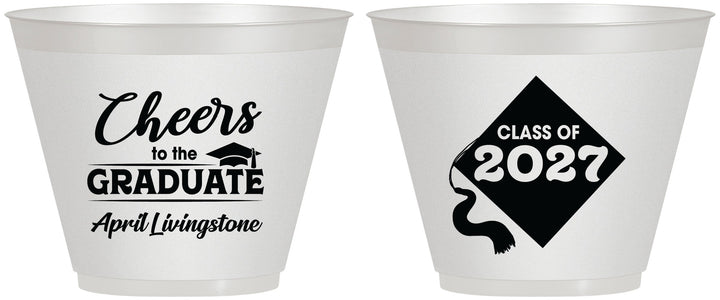 Custom Graduation 9 oz Wine Frosted Cups - Class Of 2027 Tassel Hassel | 130033