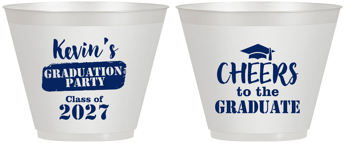 Custom Graduation 9 oz Wine Frosted Cups - Class Of 2027 Cheers Graduate | 130034