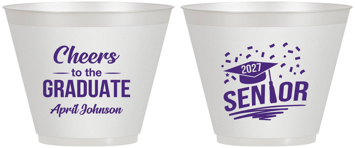 Custom Graduation 9 oz Wine Frosted Cups - Class Of 2027 Cheers Graduate | 130035