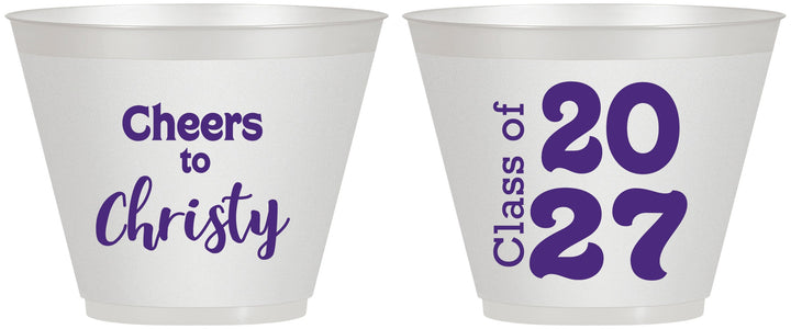 Custom Graduation 9 oz Wine Frosted Cups - Class Of 2027 Cheers | 130037