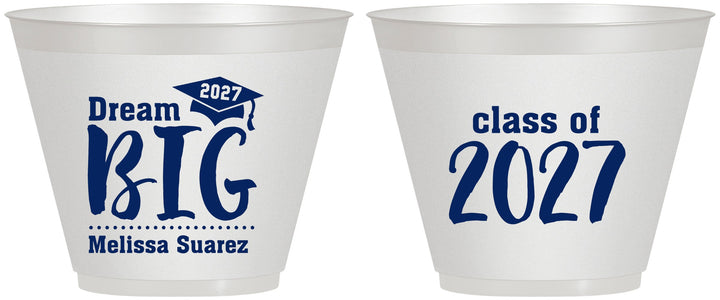 Custom Graduation 9 oz Wine Frosted Cups - Class Of 2027 Dream Big | 130038