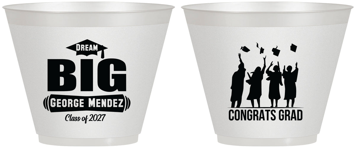 Custom Graduation 9 oz Wine Frosted Cups - Class Of 2027 Dream Big | 130039