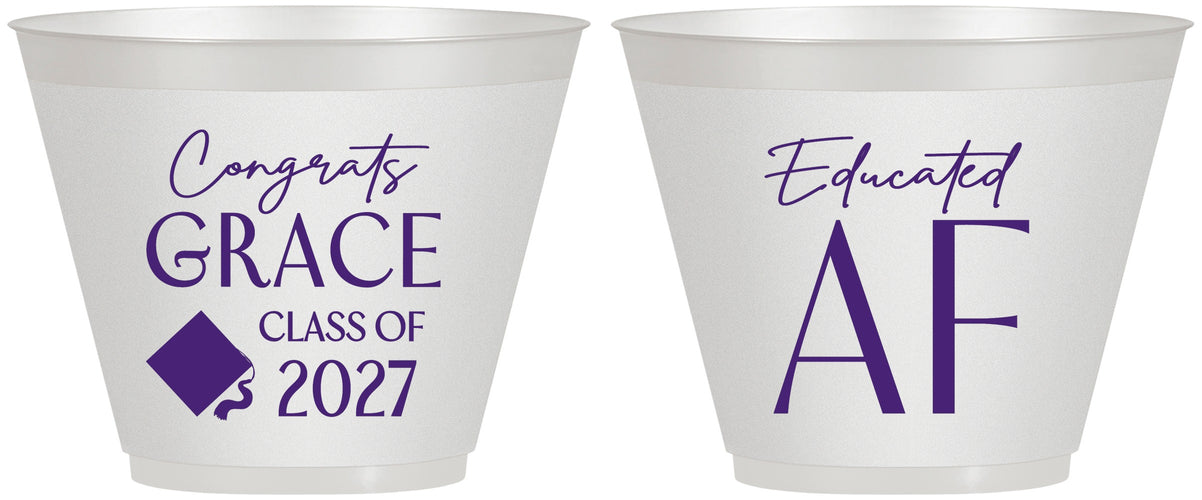 Custom Graduation 9 oz Wine Frosted Cups - Class Of 2027 Educated Af | 130040