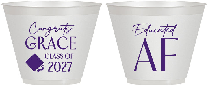 Custom Graduation 9 oz Wine Frosted Cups - Class Of 2027 Educated Af | 130040