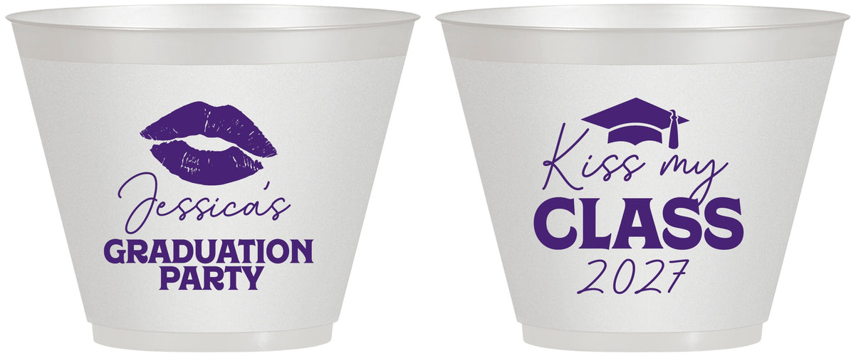 Custom Graduation 9 oz Wine Frosted Cups - Class Of 2027 Kiss My Class | 130041
