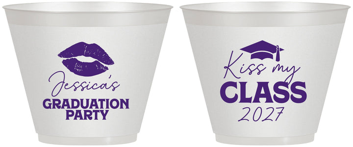 Custom Graduation 9 oz Wine Frosted Cups - Class Of 2027 Kiss My Class | 130041