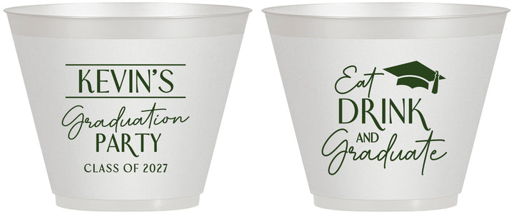 Custom Graduation 9 oz Wine Frosted Cups - Class Of 2027 Eat Drink Graduate | 130043