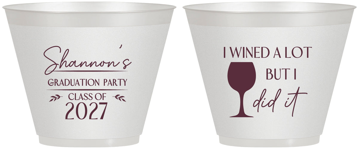 Custom Graduation 9 oz Wine Frosted Cups - Class Of 2027 Wined A Lot | 130044