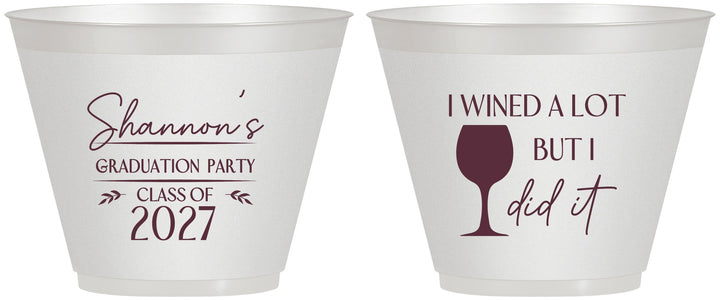 Custom Graduation 9 oz Wine Frosted Cups - Class Of 2027 Wined A Lot | 130044