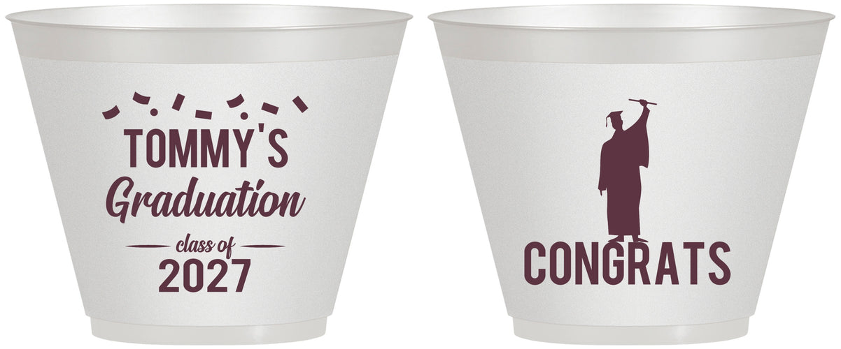 Custom Graduation 9 oz Wine Frosted Cups - Class Of 2027 Congrats | 130046